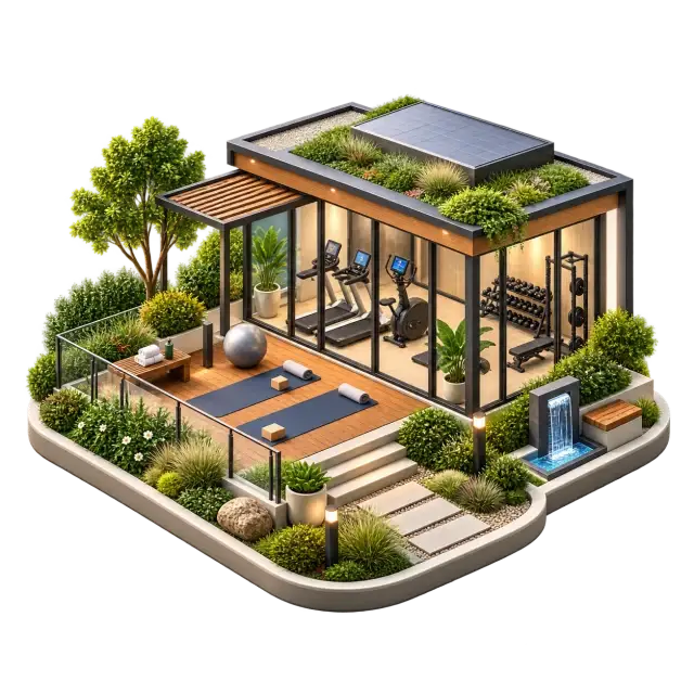 Conceptual 3D fitness and wellness amenity study for Prestige Huyilalu
