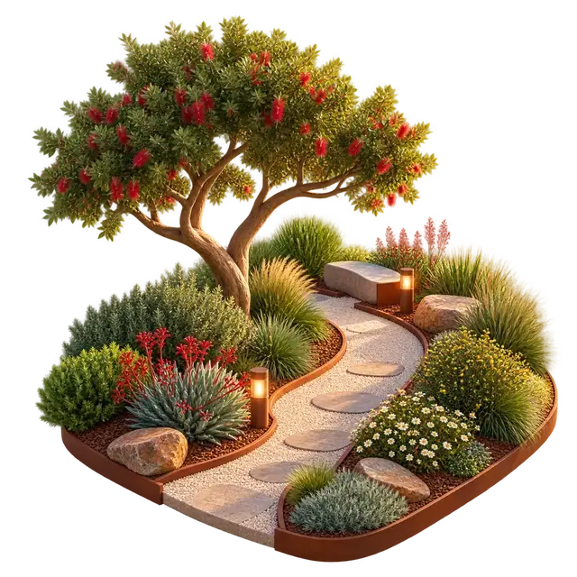 Conceptual 3D landscaped walking garden amenity study for Prestige Huyilalu